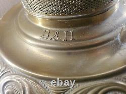 Old Huge B&H 96 brass font COUNTRY STORE lamp part kerosene oil electric 7' cord