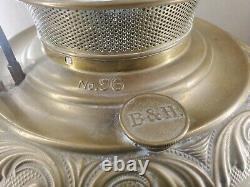 Old Huge B&H 96 brass font COUNTRY STORE lamp part kerosene oil electric 7' cord