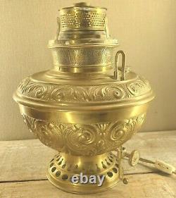 Old Huge B&H 96 brass font COUNTRY STORE lamp part kerosene oil electric 7' cord