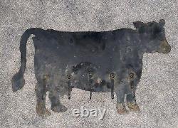 Old Iron COW Wall Mount Hooks Hangers Dusty Barn Find Black Smith Made Sign Moo