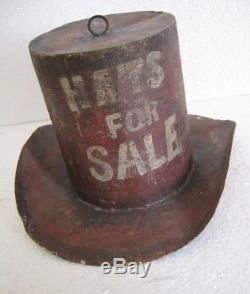 Old Iron Hat Trade Sign Store Display, Red Hat. Hats For Sale