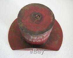 Old Iron Hat Trade Sign / Store Display Sign Advertisement, Hat Repairs