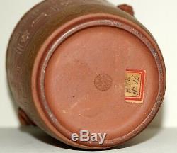 Old Item Antique Yixing Zisha Calligraphy Vase Marked Dated Signed