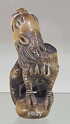 Old Japanese Netsuke Dragon. Signed Tamaishi