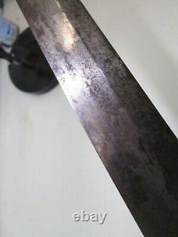 Old Japanese Samurai Sword Signed With Unscabbard Old Long Blade 28.25 #pd