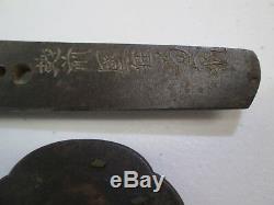 Old Japanese Samurai Wakisashi Sword W Scabbard Signed Kanetane Old Mounts #t151
