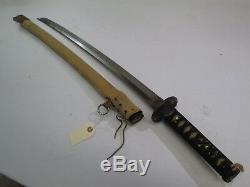 Old Japanese Samurai Wakisashi Sword Wi Scabbard Signed Moritsug Old Mounts #l54