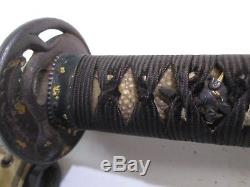 Old Japanese Samurai Wakisashi Sword Wi Scabbard Signed Moritsug Old Mounts #l54