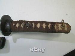 Old Japanese Wwii Samurai Sword W Scabbard Old Blade Cut Down Signed Naga #7/27