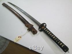 Old Katana Japanese Samurai Sword Signed Kanetsugu With Scabbard Long Blade #c33