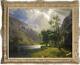 Old Master-art Antique Oil Painting Landscape Mountain On Canvas 30x40