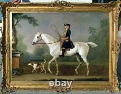 Old Master-Art Antique Oil Painting Portrait aga horse dog on canvas 30x40