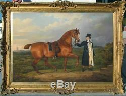 Old Master-Art Antique Oil Painting Portrait aga horse on canvas 30x40