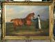 Old Master-art Antique Oil Painting Portrait Aga Horse On Canvas 30x40