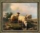 Old Master-art Antique Oil Painting Portrait Animal Sheep On Canvas 30x40