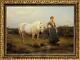 Old Master-art Antique Oil Painting Portrait Girl Horse On Canvas 24x36