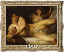 Old Master-Art Antique Oil Painting Portrait male nude girl on canvas 30x40