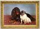 Old Master-art Antique Oil Painting Animal Portrait Dog On Canvas 24x36