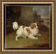Old Master-art Antique Oil Painting Animal Portrait Dog On Canvas 30x30