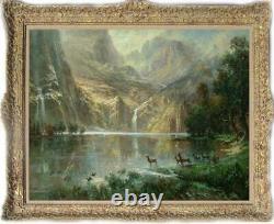 Old Master-Art Antique Oil Painting landscape mountain on canvas 30x40