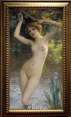 Old Master-Art Portrait Antique Oil Painting nude girl on canvas 24x40