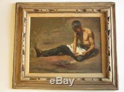 Old Masterful Painting Antique Rosas Male Model Mexico Rare 1903 Listed Portrait