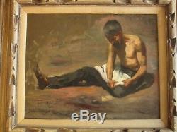 Old Masterful Painting Antique Rosas Male Model Mexico Rare 1903 Listed Portrait