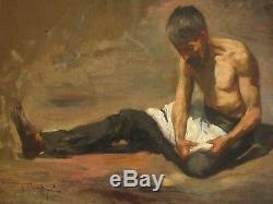 Old Masterful Painting Antique Rosas Male Model Mexico Rare 1903 Listed Portrait