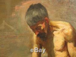 Old Masterful Painting Antique Rosas Male Model Mexico Rare 1903 Listed Portrait