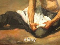 Old Masterful Painting Antique Rosas Male Model Mexico Rare 1903 Listed Portrait