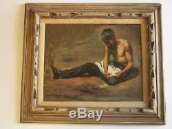 Old Masterful Painting Antique Rosas Male Model Mexico Rare 1903 Listed Portrait
