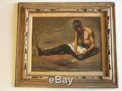 Old Masterful Painting Antique Rosas Male Model Mexico Rare 1903 Listed Portrait