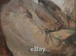 Old Masterful Portrait Painting Signed Mystery Impressionist Antique 1920's