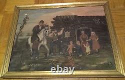 Old Naive 1907 Folk Art Primitive Hillbilly, Temperance Painting Hot Springs Ark