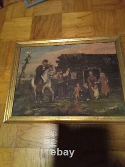 Old Naive 1907 Folk Art Primitive Hillbilly, Temperance Painting Hot Springs Ark
