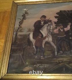 Old Naive 1907 Folk Art Primitive Hillbilly, Temperance Painting Hot Springs Ark