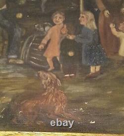Old Naive 1907 Folk Art Primitive Hillbilly, Temperance Painting Hot Springs Ark