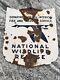 Old National Wildlife Refuge Porcelain Sign With Bullet Holes Authentic Metal