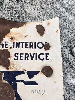 Old National Wildlife Refuge Porcelain sign with bullet holes Authentic Metal