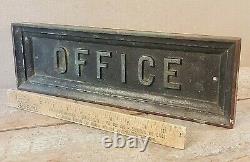 Old OFFICE metal sign Brass Bronze 15.75 antique 1900's door wall mount 9 Lbs