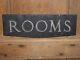 Old Original Rare''rooms'' Embossed Metal Early Hotel Sign Vintage Antique