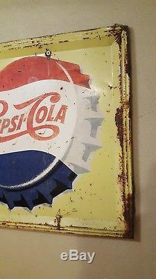 Old PEPSI SIGN antique from general store HUGE. Beautiful rusty! RARE