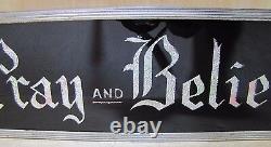 Old PRAY and BELIEVE Sign glass front foil design deco tin bevel frame