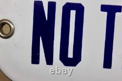 Old Porcelain Sign NO TRUCKS ALLOWED Blue on White Vintage 1920's Antique