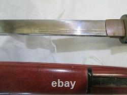 Old Samurai Japaned Matching Dagger Tanto Sword & Scabbard Signed #k292