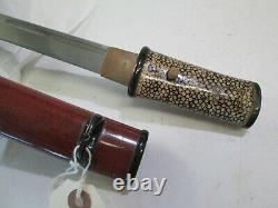 Old Samurai Japaned Matching Dagger Tanto Sword & Scabbard Signed #k292