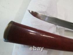 Old Samurai Japaned Matching Dagger Tanto Sword & Scabbard Signed #k292