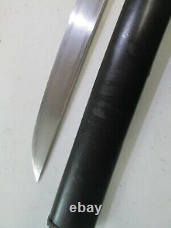 Old Samurai Japaned Matching Dagger Tanto Sword & Scabbard Signed #s2