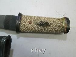 Old Samurai Japaned Matching Dagger Tanto Sword & Scabbard Signed #s2