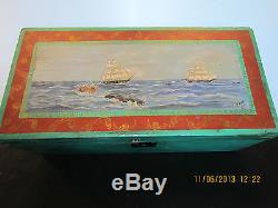 Old, Signed, Whale Painting On Seaman's Chest